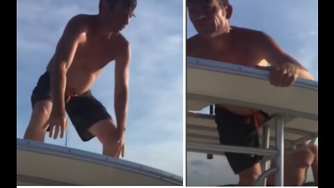 Man Breaks Supports Trying To Jump Into Water Funny Fail