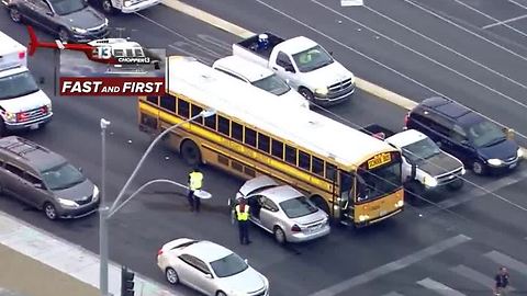 School bus involved in 3 car crash near Russell, Rainbow