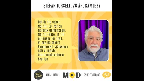 Stefan Torsell, 76 år, sjökapten & samhällsvetare, Gamleby | Riksdagskandidat MoD