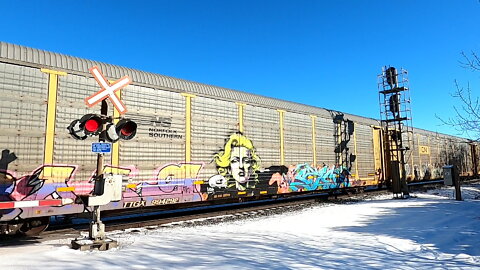 CN 2722 Engine Autorack Train Westbound In Ontario