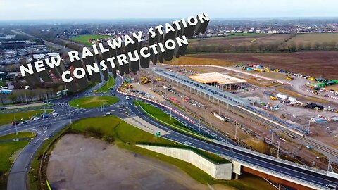 Beaulieu railway station under construction at Boreham, Chelmsford & new roundabout layout