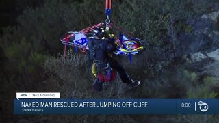 Naked man rescued from cliff