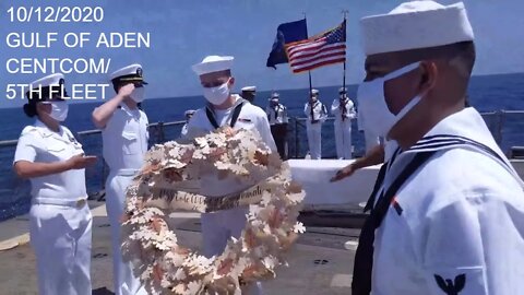 USS Winston S. Churchill commemorates the 20th anniversary of the attack on USS Cole. 10/12/2020