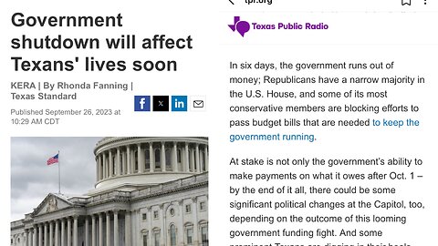 Government Shutdown will affect Texans’ Lives SOON!