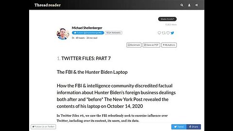 Twitter Files Part 7 The FBI & The Hunter Biden Laptop (Full Reading)