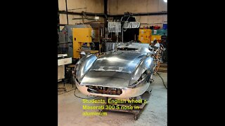 Students English wheel a Maserati 300S nose