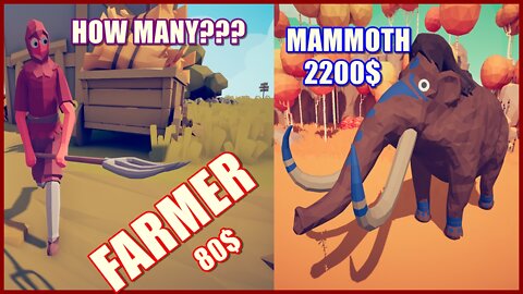 How many FARMERS do you need to kill a MAMMOTH ? [ Totally Accurate Battle Simulator ]