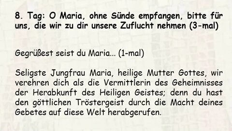 8. Tag Novene zu Maria, der Vermittlerin aller Gnaden, 1.Tag: Novene zur Unbefleckten Empfängnis