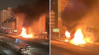 Massive accident, fire and explosion near Rego Park, Queens