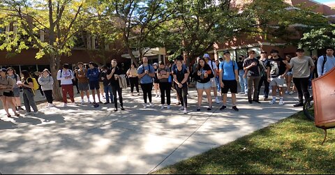 Boise State Univ: Large Crowd, Lesbian Lunges At Me With A Taser, Student Throws Massive Cake At Me, But Other Than That Students Were Very Civil