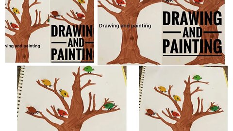 #short/ how to draw a tree and paste painted pistachios shell as birds