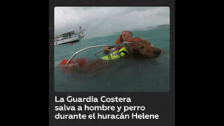 Guardia Costera de EE.UU. rescata en alta mar a un hombre y su perro durante el huracán Helene