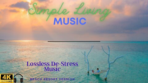 🙏Simple Living De-Stress Music with beach island wave background for relaxation.