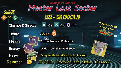 Destiny 2 Master Lost Sector: EDZ - Skydock IV on my Solar Warlock 12-18-23