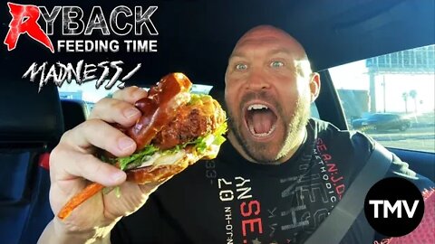 The Modern Vegan Monster Buffalo Burger with Sweet Potato Fries Ryback Feeding Time Madness!!!