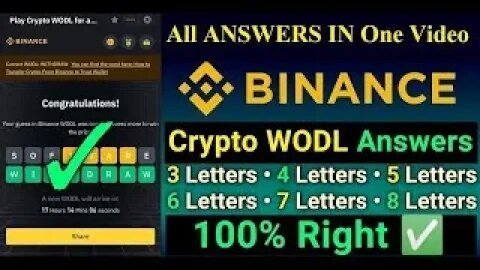 Today Binance Crypto WODL Answer | Today 15/10/23 Binance All WOTD Letter Answr |Binance Marketplace