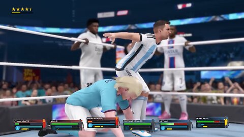 WWE 2K23 - Cristiano_ Messi _ Neymar vs Haaland_ Mbappe _ Vinicius - Elimination Tag Team Match _ 4K