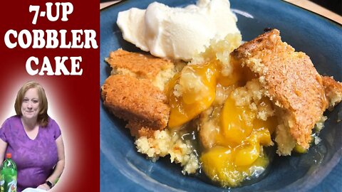 3 INGREDIENT 7 UP COBBLER CAKE RECIPE | Bake With Me Easy Fruit Cobbler Cake