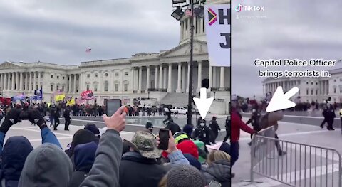 Multiple Angles of Capitol Police Officer Brings Terrorist in Tiktok Video