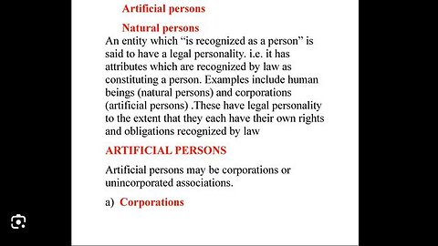 A veil of deception - Legally, a person is a corporation - a dead entity