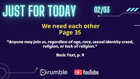 Just for Today - We need each other - 02-03