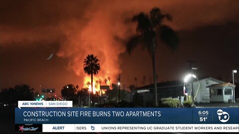 Construction site fire burns two apartments