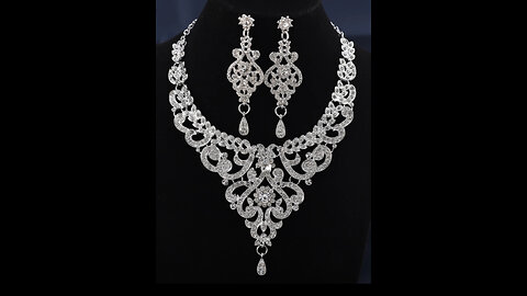 3pcs jewelry set high-end rhinestone women's earrings necklace wedding banquet women's accessories