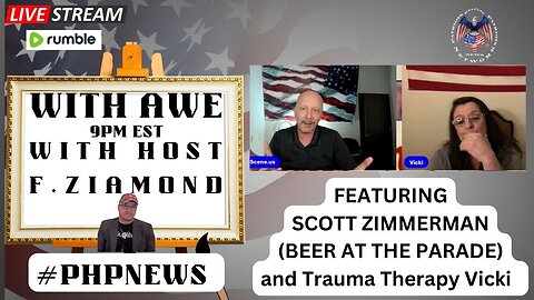 With Awe episode 34 Host F.Ziamond featuring Scott Zimmerman and Vicki