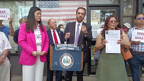 @KalmanYegerNYC @KalmanYeger speaks The Keep #SHSAT Rally Outside @AMWilliamColton office 8/28/23