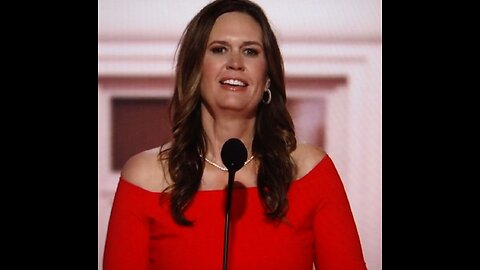 Sarah Sanders speaking at the 2024 RNC supporting Trump as President