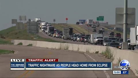 Traffic nightmare as people head home from eclipse