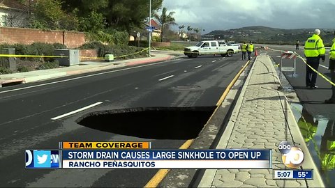 Storm drain causes large sinkhole to open up