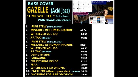 Bass cover (Acid jazz) GAZELLE: "TIME WILL TELL" album _ With Chords