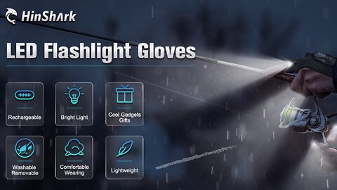 HINSHARK Rechargeable LED Flashlight Gloves | Portable | Lightweight | High Power | Adjustable Strap