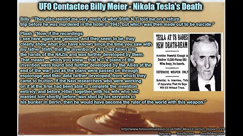 Billy Meier UFO Contact Reports - Nikola Tesla murder