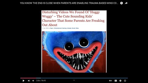 You Know the End Is Close When Parents Are Enabling Trauma Based Mind Control on Their Children!