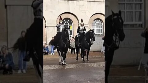 The kings guard has a good sense of humour. laughs can't get off horse #horseguardsparade