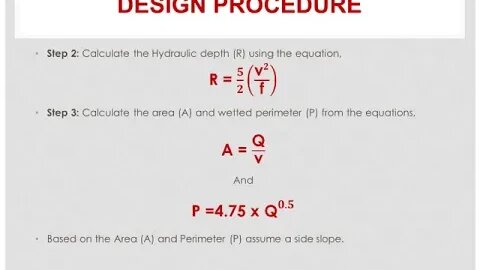 Lacey's Canal Design Theory and Design Steps