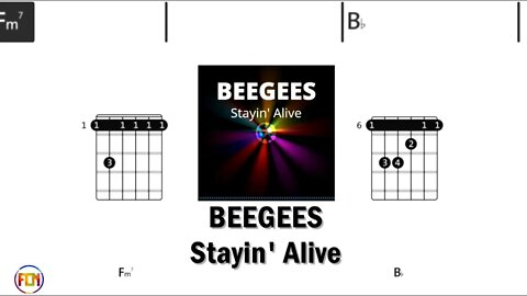 BEEGEES Stayin' Alive - FCN Guitar Chords & Lyrics HD