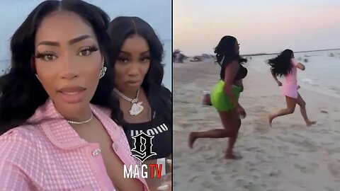 Tommie Lee Almost Runs Out Her Dress Racing Friend Tight On The Beach! 🏃🏾‍♀️