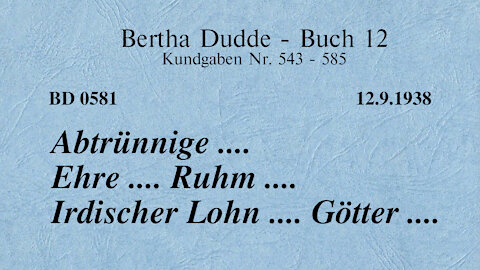 BD 0581 - ABTRÜNNIGE .... EHRE .... RUHM .... IRDISCHER LOHN .... GÖTTER ....