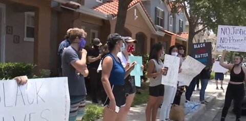 Protesters gather outside FL home of former MN officer charged with murder