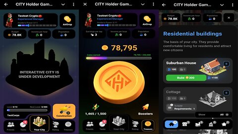 City Holder Game | Collect Coins , Build Buildings And Attract Residents | New Telegram Crypto Bot