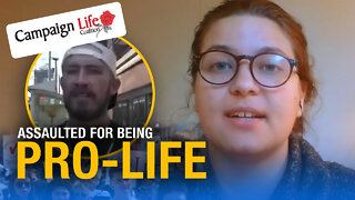 SHOCKING: Violent man physically assaults pro-life female activist | Activist reacts