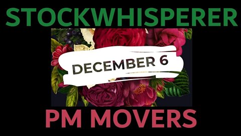 DEC 6 PM MOVERS STOCKWHISPERER $VVNT $COMS