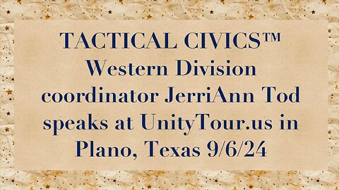 Tactical Civics™ Western Division Coordinator at the Unity Tour