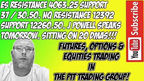 J Powell Tomorrow - ES E mini S&P500 NQ NASDAQ 100 Premarket Trade Plan - The Pit Futures Trading