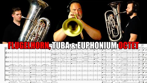 FLUGELHORN, TUBA & EUPHONIUM OCTET "Salvation is Created" by Pavel Chesnokov. Sheet Music Play Along