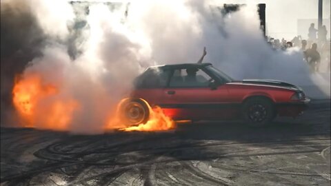 Foxbody Starts Fire at HOONIGAN Drift Track SEMA 2021