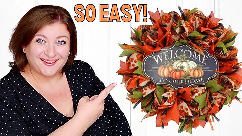 How to make POOF Style Wreath | FALL 21" DECO MESH Pouf Method Tutorial